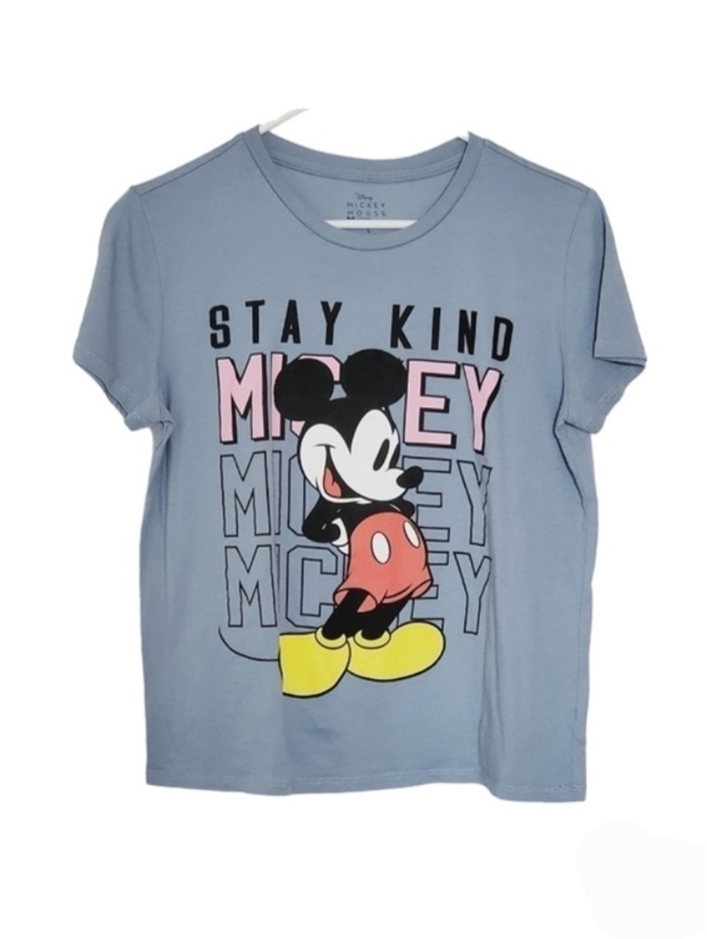 1072 * Disney Mickey Mouse Stay Kind Tee Blue Gray Size L